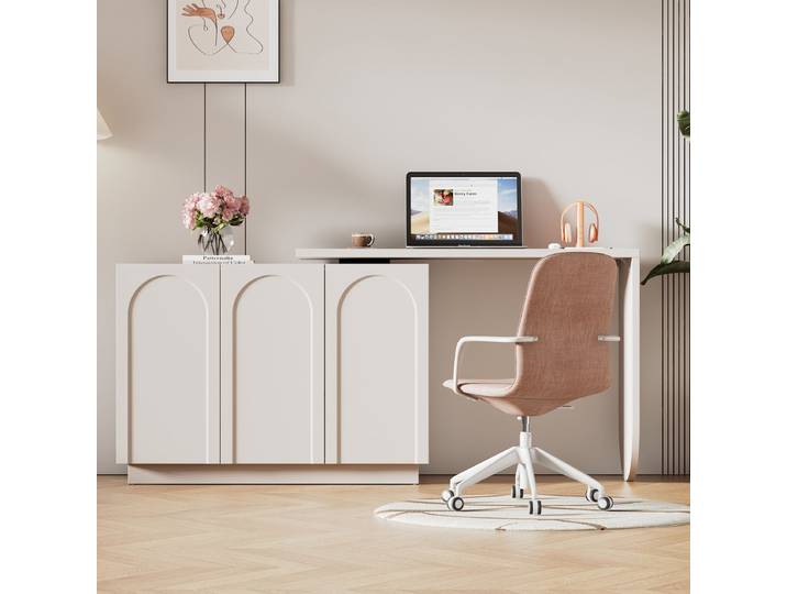 Meubles Cosy Bureau d’angle réversible avec rangement, BABERC Blanc