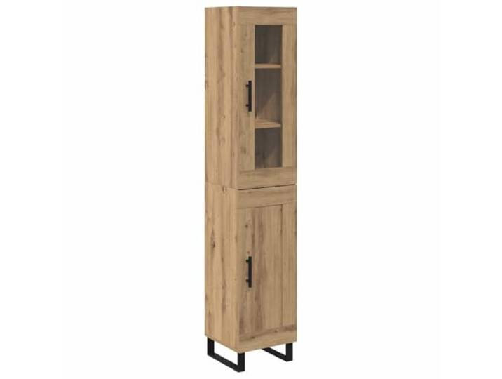 TEKGHUT Highboard Artisan-Eiche 34,5 x 34 x 180 cm Holzwerkstoff Schwarze Metallbeine, mehrere Fächer, glatte Oberfläche, Esszimmer, Küche, Holzwerkstoff