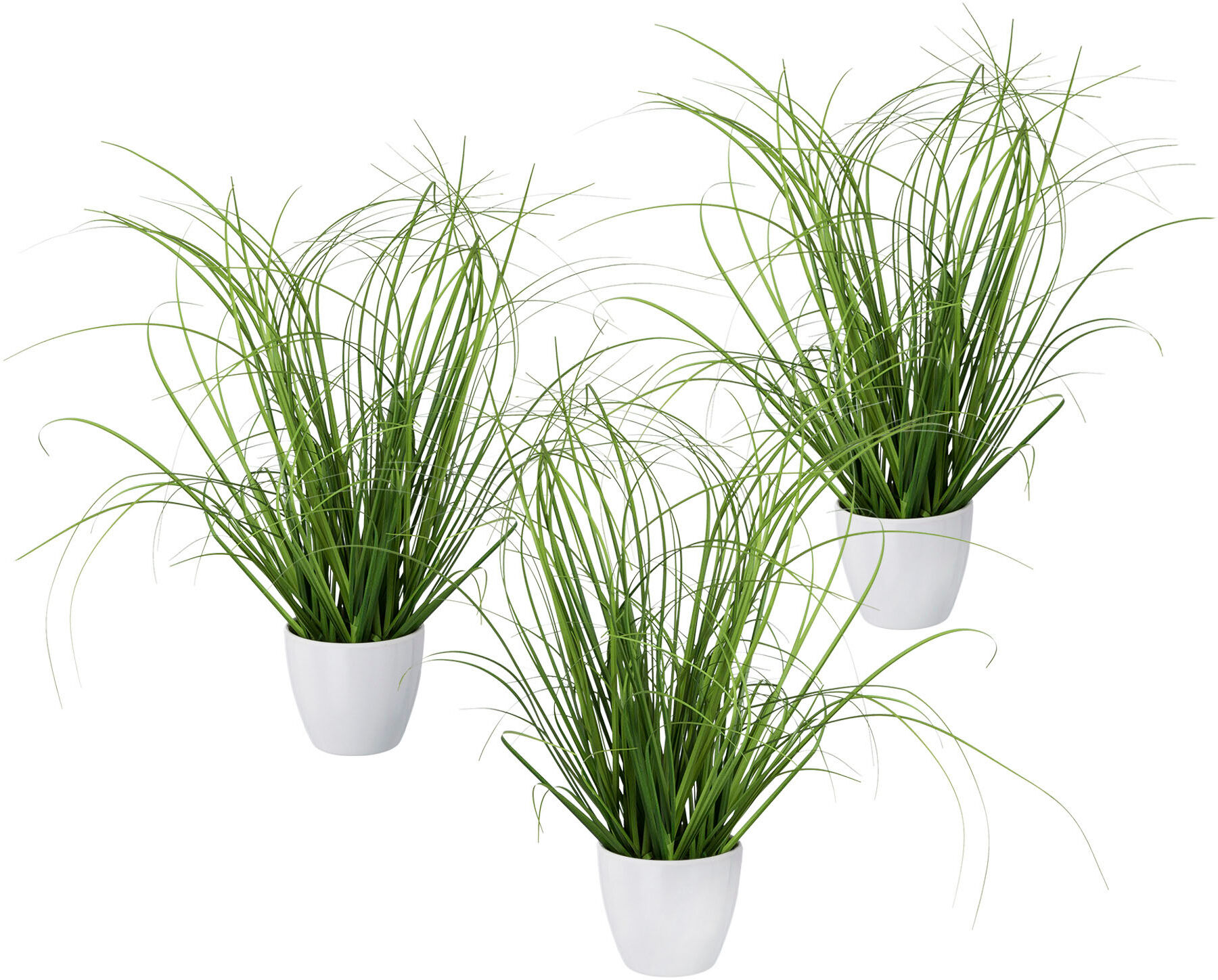 Kunstgras CREATIV GREEN "Grasbusch", grün, H:40cm, Kunststoff, Kunstpflanzen, 3er Set, im dekorativen Kunststofftopf