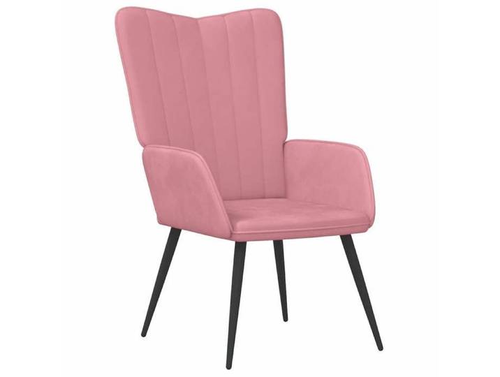 Chaise de relaxation - - cadre en métal et contreplaqué - Fauteuil de Loisirs Rose Velours 51529