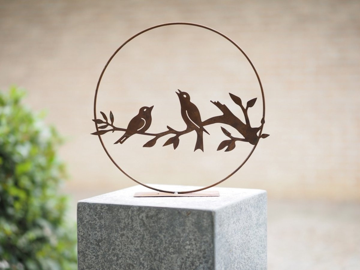 Iron Art Decoratie Cirkel met Vogels van Cortenstaal met Ecoroest Effect