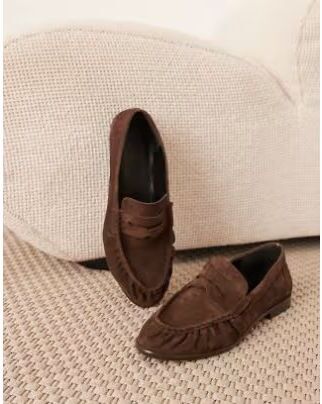 ARRANGE Premium Leather Loafer in Brown Suede – Size 8