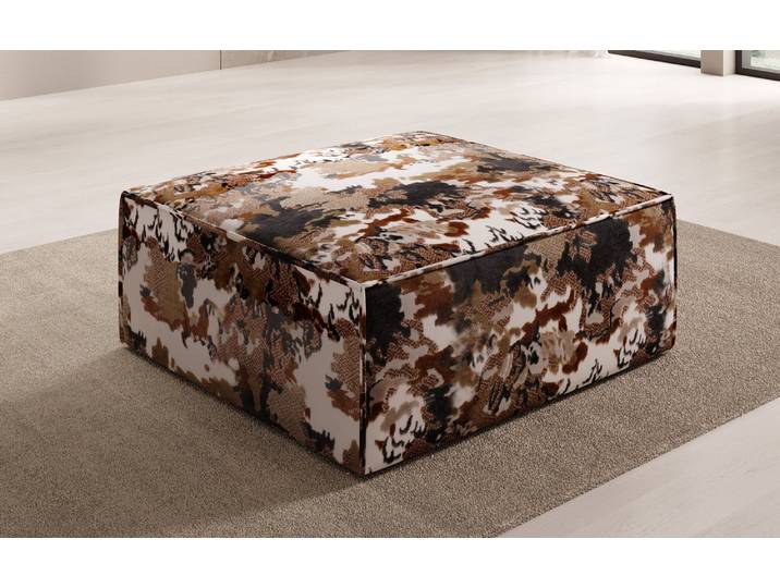 Beistellhocker Lesley - Jacquard mit Aquarell-Muster - Burnt Umber - Jacquard - Luxusbetten24