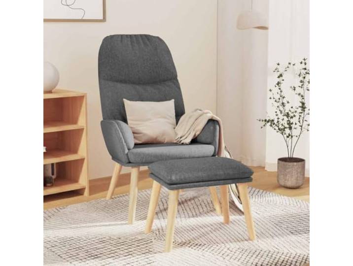 HEFZGDB Relaxsessel mit Hocker Hellgrau Stoff, Bequemer Sessel mit Metallrahmen und Massivholzbeinen, Atmungsaktiver Bezugsstoff für Langlebigkeit und Komfort, Inklusive praktischem