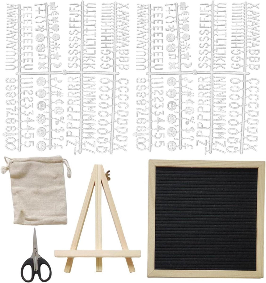 Letterbord Vilt - Berichtenbord Hout - Zwart - 25 x 25 cm