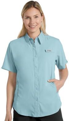 Columbia Women's Tamiami II Short-Sleeve Shirt (Size Medium) Marine Light, Polyester