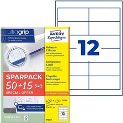 Avery Zweckform Universaletiketten permanent weiß 97x42,3 mm 780 Stück 4781-65 weiß