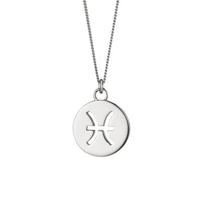 Kette mit Anhänger CAÏ "Fische Sternzeichen 925/- Sterling Silber rhodiniert", weiß, Halsketten, Damen, 50+5cm, Silber 925 (Sterlingsilber), L: 55 B: 15mm, glänzend, B:15mm