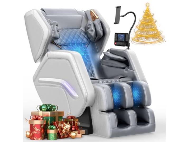 NAGLIFOR Massagesessel, Ganzkörper-Massagestuhl mit 14 Rollen, 8 Airbags Massage, Heizfunktion, Fußmassage, Bluetooth-Lautsprecher, Touch-Fernbedienung