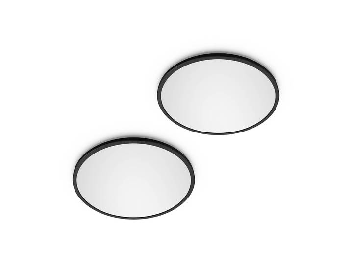 Philips LED Deckenleuchte SuperSlim, dimmbar, schwarz, für Arbeitszimmer / Büro, Kunststoff, Modern