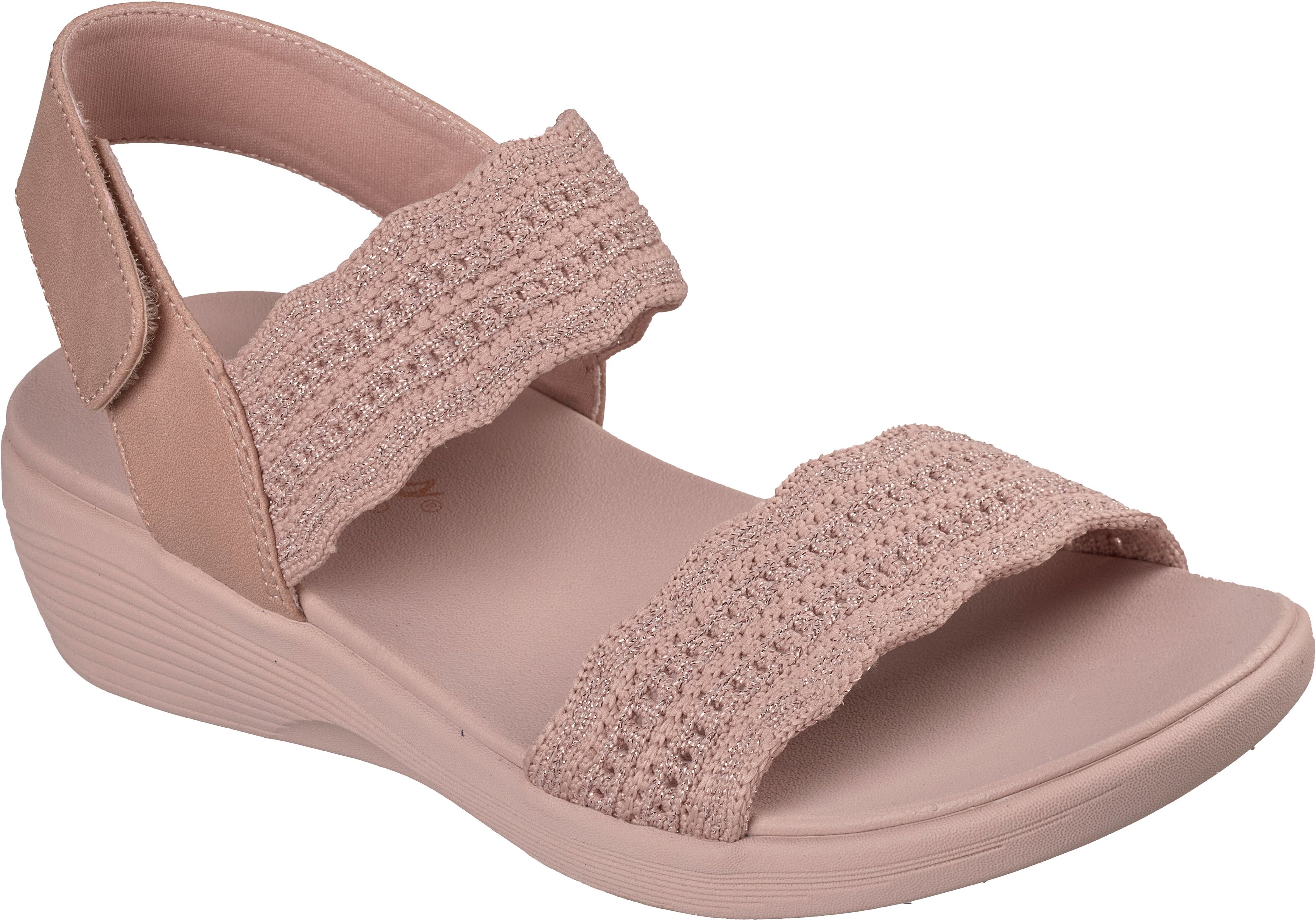 Sandale SKECHERS "ARYA", Damen, Gr. 41, Textil, rosa, Strukturmuster, Schuhe Sandale, Sommerschuh, Keilsandalette mit komfortablem Luxe Foam