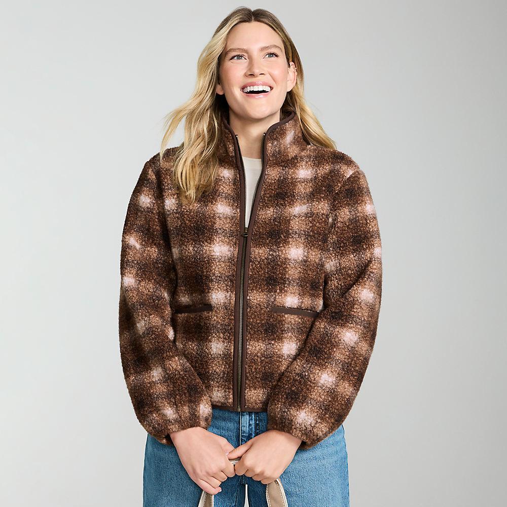 Bouclé-Fleecejacke Gemustert in Petite-Größe, Damen, size: petite, Braun, Polyester, by Lands' End