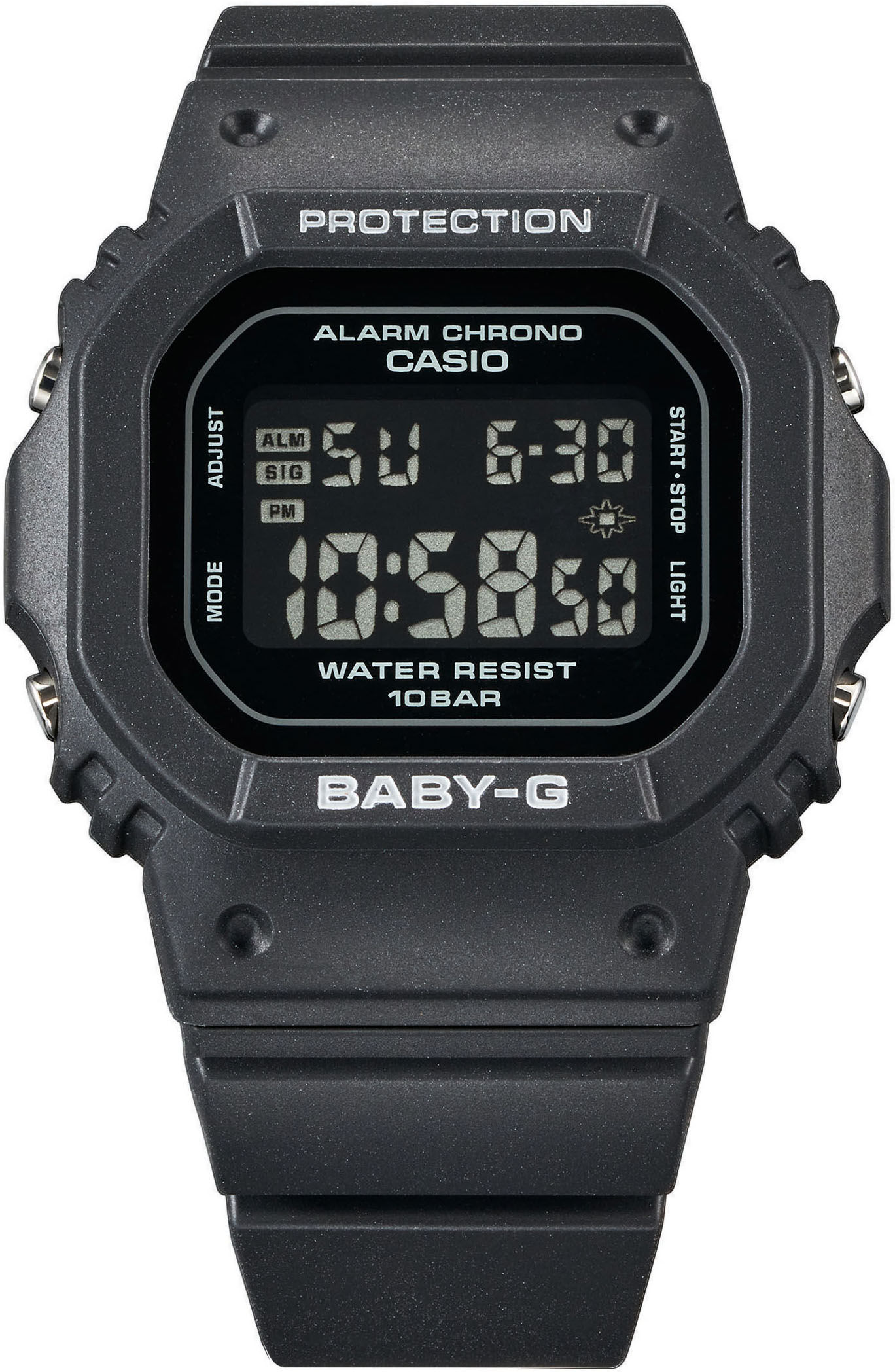 Chronograph CASIO BABY-G, schwarz, Armbanduhren, Damen, Chronograph, Quarzuhr, Armbanduhr, Damenuhr, automatischer Kalender, digital, Timer