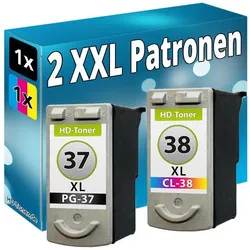 Druckfuxx, Druckerpatrone, DRUCKER PATRONE PG37+CL38 für CANON IP1800 IP1900 IP2500 IP2600 MX300 MX310