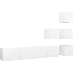 vidaXL 6-tlg. TV-Schrank-Set Weiß Holzwerkstoff
