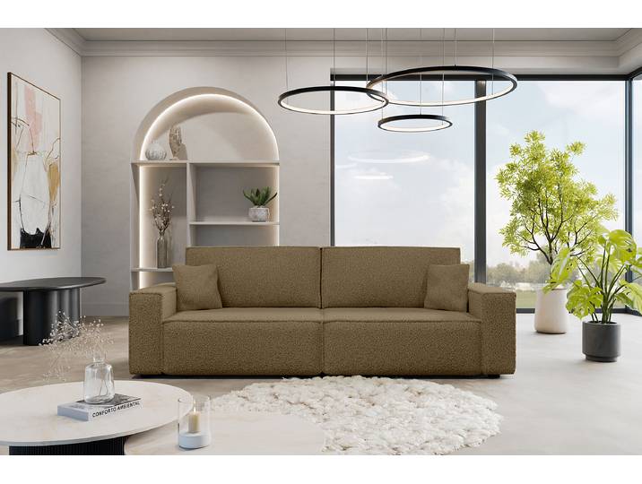 Schlafsofa GONDHI Braun Teddystoff Quila 245 x 83 x 90cm Modern