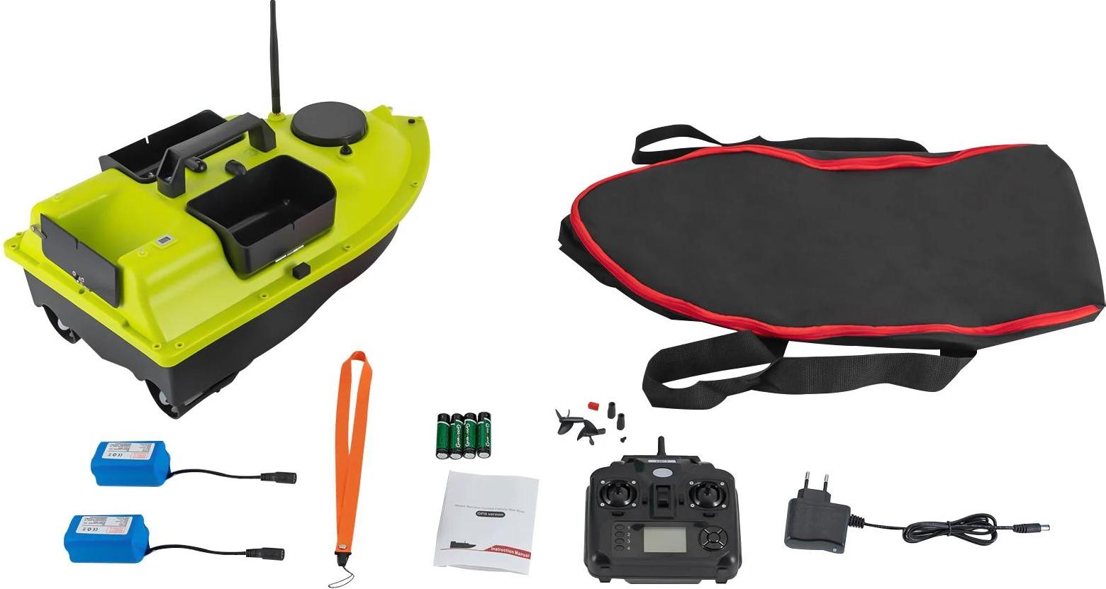 Futterboot fürs Angeln - Köderboot - Fernsteuerung, GPS, 2×5200 mAh Li-Ion, ABS, Tragbar - Gelb
