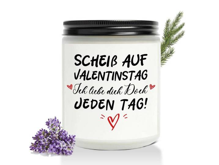 Duftkerze Lavendel Ich liebe dich Doch Jeden Tag! ; Weiß, Paraffin, 10 cm, Dekoration, Kerzen & Kerzenhalter, Duftkerzen