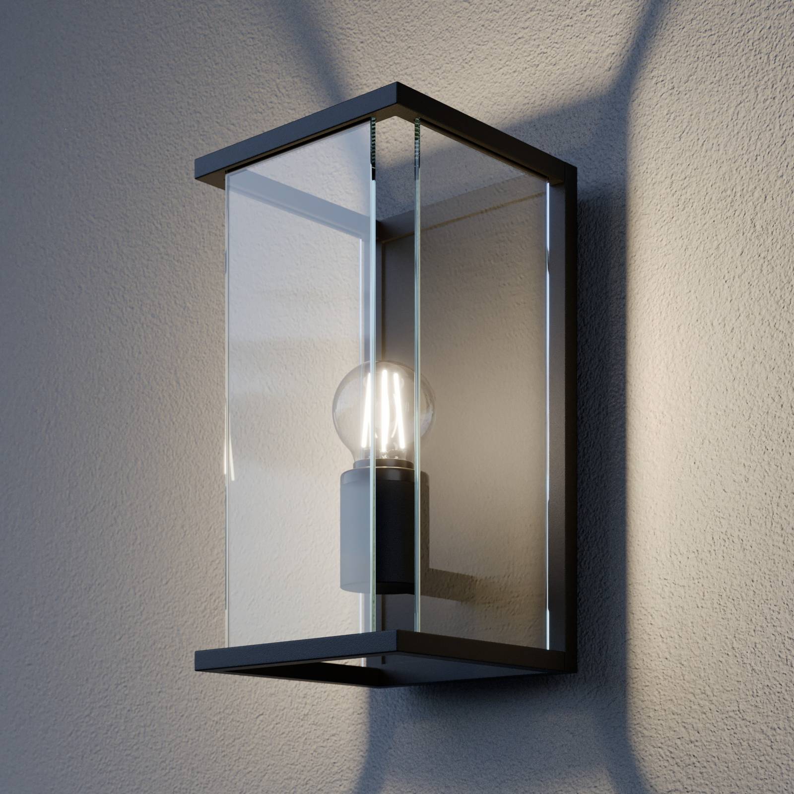 Außenwandleuchte Annalea Lucande, dimmbar, schwarz, Aluminium, Modern, Wandleuchte außen