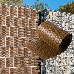 NYVI Polyrattan Sichtschutzstreifen Privafence 255 x 19 cm - Sichtschutz für Doppelstabmatten Zaun Anzahl:10;Farbe:Honig