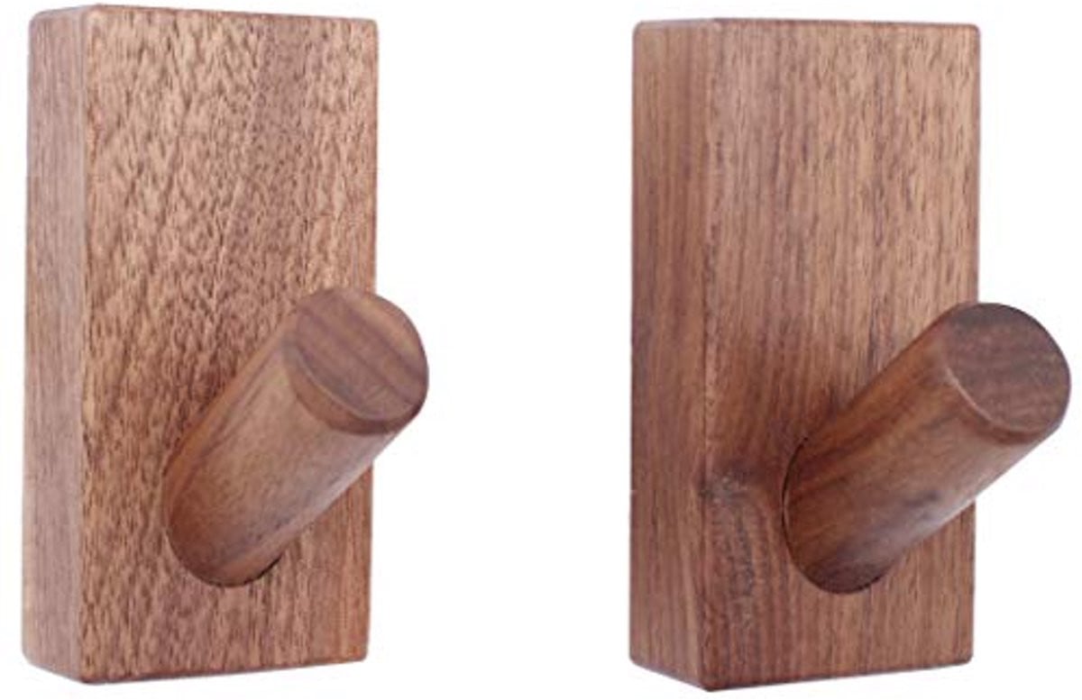 Set van 2 Natuurlijke Houten Wandhaken