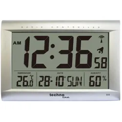 Technoline Funkwanduhr WS8009, Wetterstation, Silber