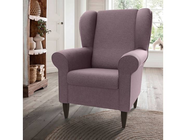 Sessel mit optionalem Hocker Braun Webstoff Fjola ohne Hocker 80 x 102 x 86cm
