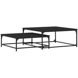 Décoshop26 - Set aus 2 modernen ineinander schiebbaren Couchtischen aus schwarzem Holzwerkstoff und Eisen DEC040518