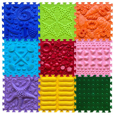 Monkey-Gym Tapis sensoriel Rainbow Melody 9 pièces 25 × 25 cm
