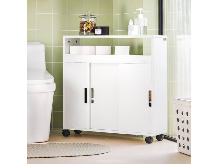 SoBuy BZR02-W Chariot multi-usage avec 2 étagères et 2 niveaux, chariot auxiliaire à roulettes, meuble auxiliaire de salle de bain, livraison en 2-3 jours