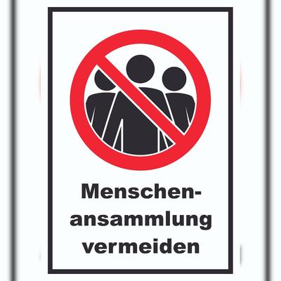HB-Druck Menschenansammlung vermeiden Symbol und Text Schild A6 (105x148mm)