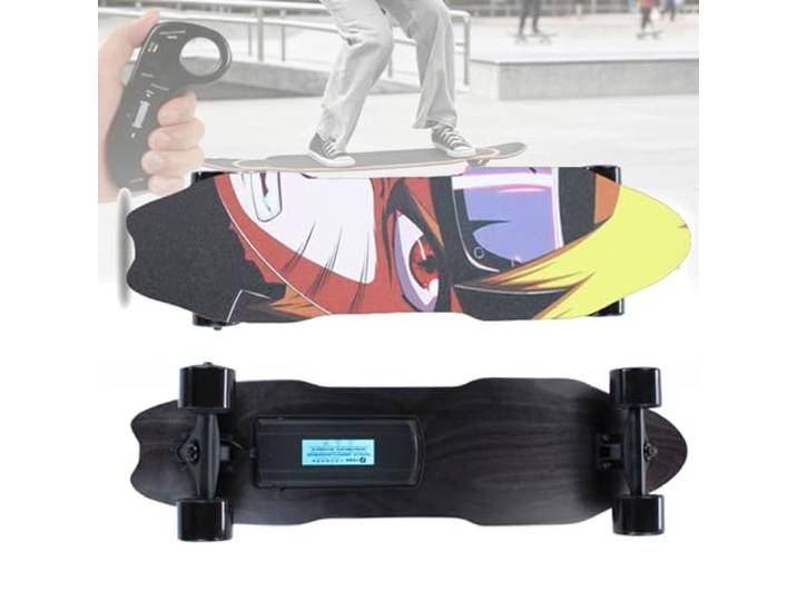 Elektrisches Skateboard mit Fernbedienung, wasserdichtes Longboard-Skateboard, 7-lagiges Ahornholz, 15 km Reichweite, 25 km/h Höchstgeschwindigkeit, für Anfänger und Erwachsene, ideal für Fahrten D