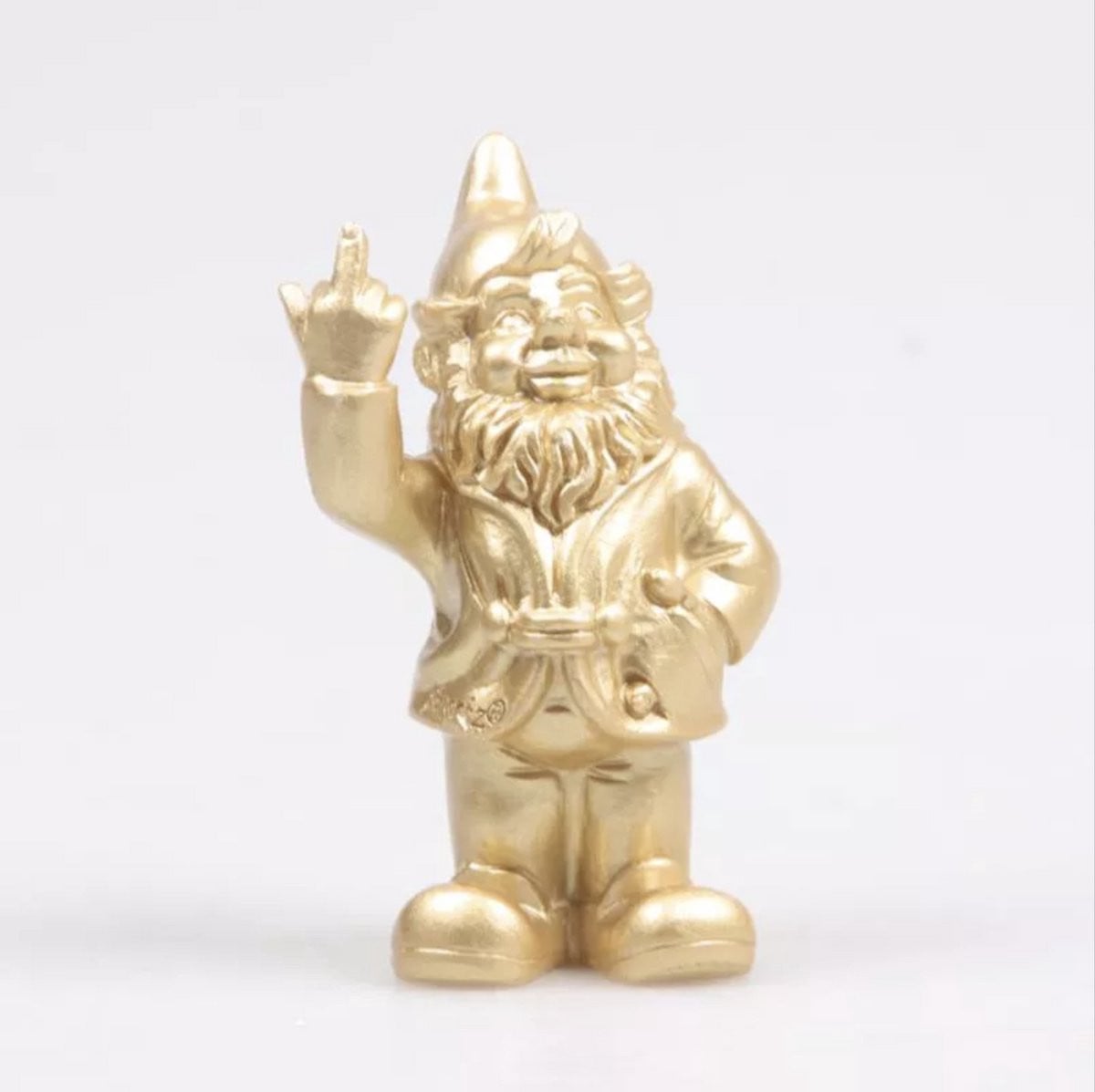Stoobz F*ck you kabouter decoratief beeldje - Goud - Hoogte: 10 cm