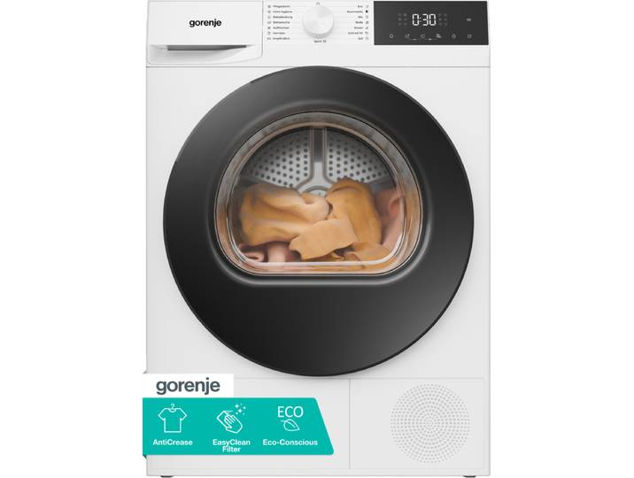 GORENJE Wärmepumpentrockner WaveDG2P8D , Energieeffizienz: D, weiß, B:59,5cm H:84,5cm T:51cm, Trockner, Knitterschutz, EasyClean Filter, SensorDry, Wärmepumpentrockner, Topseller
