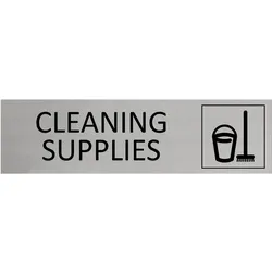 CombiCraft Aluminium Türschild Cleaning Supplies 165x45mm mit 3M-Tape zur Befestigung, einfache Kennzeichnung von Räumen und Bereichen