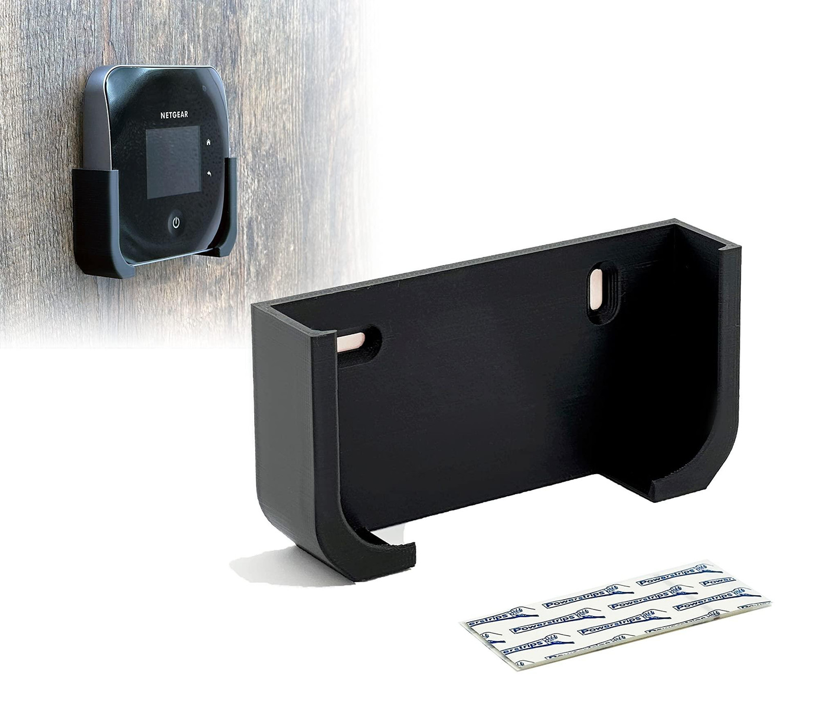 Printari Wandbeugel voor Netgear Nighthawk M6 (MR6150) & M6 Pro (MR6450) 5G router/hotspot, hittebestendig ABS-materiaal, montage met TESA Powerstrip, ideaal voor campers