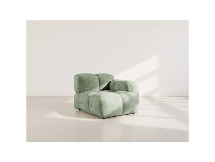 Grace - module d'assise droit en velours texturé - Vert sauge