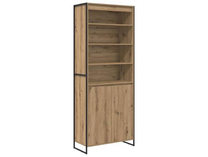 LASWWQMRF Hoher Schrank Kunsthandwerk Eiche 79 x 36 x 200 cm Stilvolles Standregal mit Tür und Stahlbeinen für geordnete Aufbewahrung im Wohnzimmer, Schlafzimmer oder Flur.