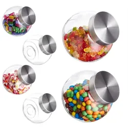 Relaxdays Bonbongläser 6er Set 1,5 L Silber,Transparent