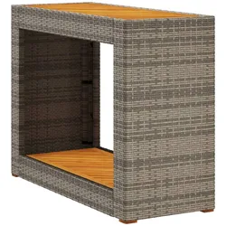 vidaXL Garten-Beistelltisch mit Holzplatte Grau Poly Rattan