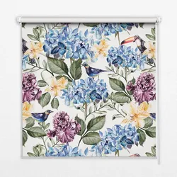 INNENROLLO - Fensterrollo - Rollo - 100x140 cm - Tukane und Blumen