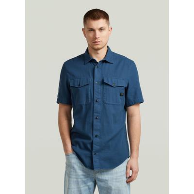 Langarmshirt G-STAR "Marine Slim Hemd", Herren, Gr. XS, blau (rank blau gd), Obermaterial: 50% Baumwolle, 50% Baumwolle, Shirts Langarmshirt