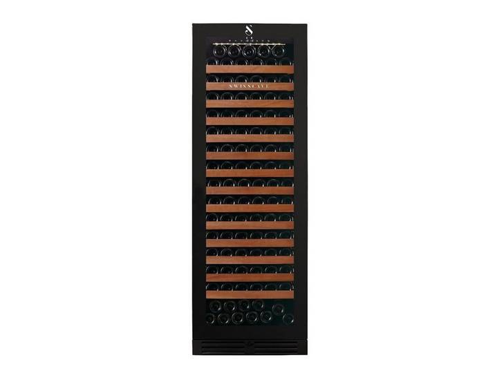 Swisscave Weinkühlschrank WLB-460FL-MIX.. 1-Zonen Weinkühlschrank, 172cm, 163 Flaschen, für 163 Standardflaschen á 0,75l,Hochwertiger schwarz eloxierter Edelmetall-Türrahmen, UV-abweisende