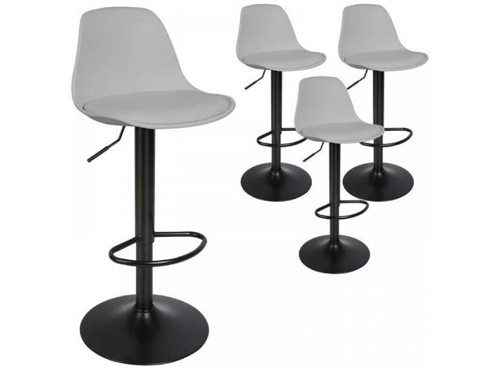 ViYi .Lot De 4 Tabourets De Bar En Pu Gris - Réglable En Hauteur (83-103cm) - Max:120Kg