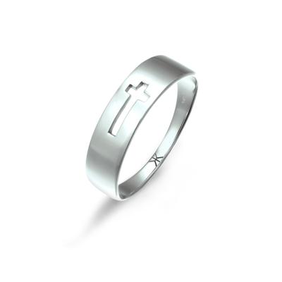Silberring KUZZOI "Ring Kreuz Basic 585 Weißgold" Gr. 62, weiß, Fingerringe, Herren, 62, Weißgold 585, Silberring