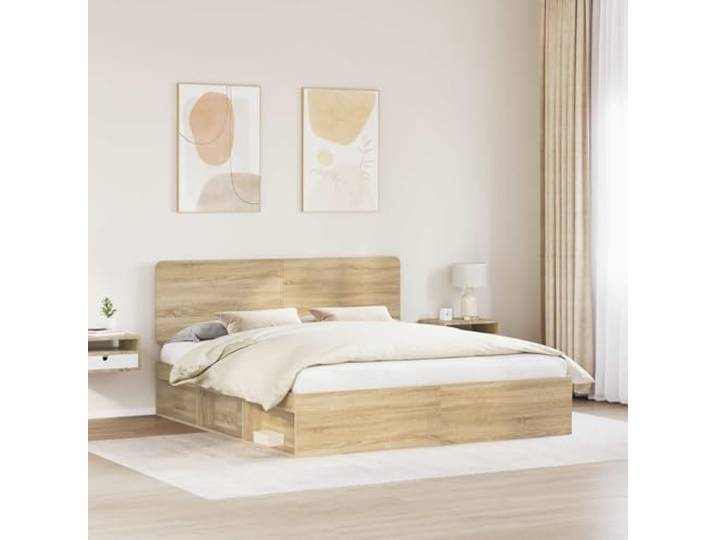 KTHLBRH Sonoma Bettgestell 200 x 200 cm, Kiefer massiv Modernes Design, klare Linien, geeignet für jedes Zimmer