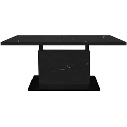 COUCHTISCH Höhenverstellbar Else 3 120x56x70 Holz Keramikoptik Schwarz