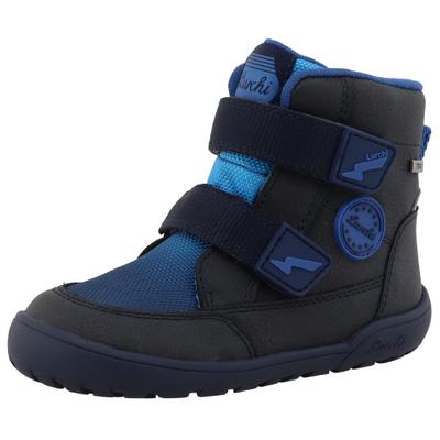 Barfußschuh LURCHI "Jimmy Barefoot-TEX", Mädchen, Gr. 30, Warmfutter, blau (navy, royalblau), Lederimitat, Textil, Schuhe Barfußschuh, Klettboots mit TEX, Größenschablone zum Download