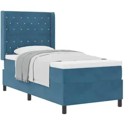 vidaXL, Boxspringbett, Boxspringbett Mit Matratze Samt Dunkelblau (90 x 190 cm)