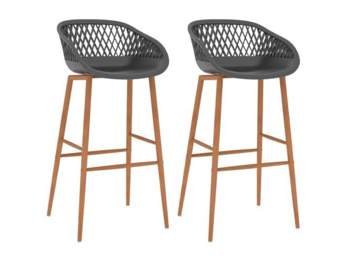 Barstühle, 2 Stück, grau, Polypropylen, mit Metallfüßen Netz-Rückenlehne, ergonomischer Sitz, stabile Füße, Verwendung im Innenbereich, Belastung 110 kg